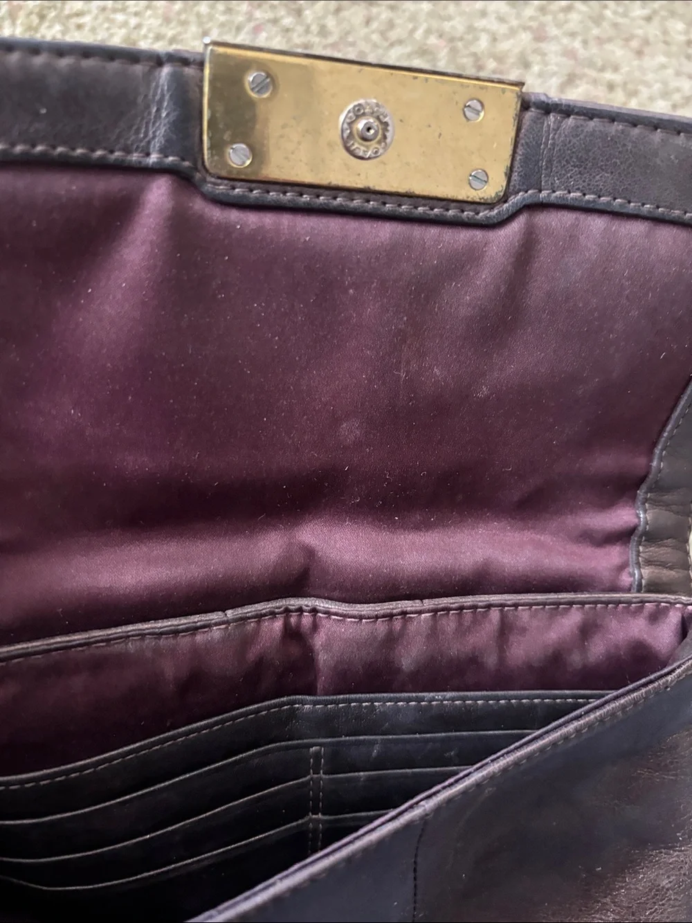 Coach Kristin Metallic Bronze Leather Flap Crossbody Bag